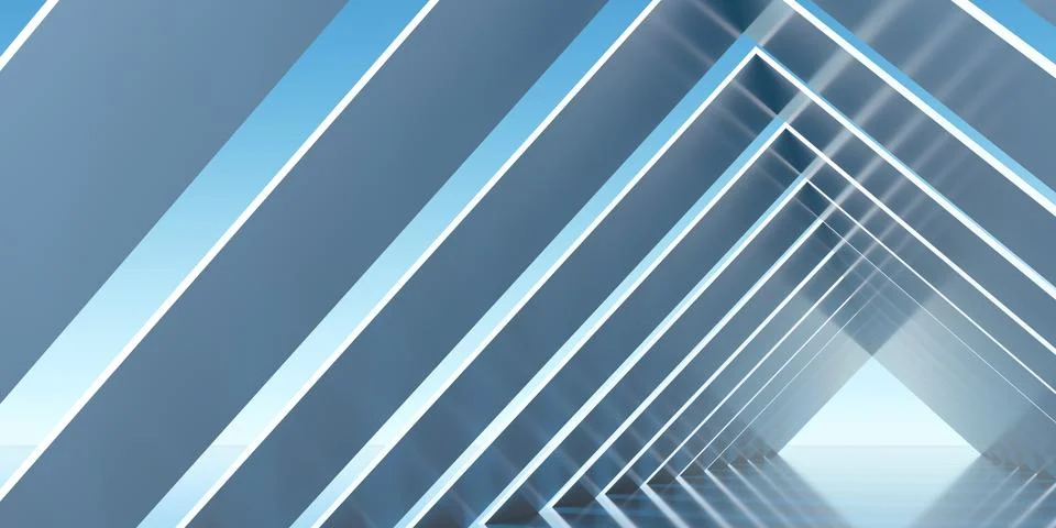 Diagonal View Through A White Square Geometric Frame Structure Stock-Illustration
