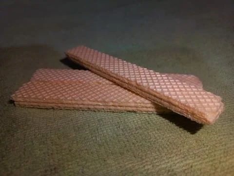 Diagonal Wafer Stack on Green Fabric. Stock Photos