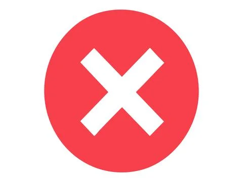 Diagonal white cross mark inside red circle isolated on white background, gra Stock Illustration