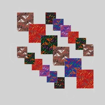 Diagonally arranged rectangles in patchwork style. Stock Illustration
