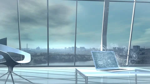 Diagram of AI algorithms visualization, displayed in an office environment Stockbeeldmateriaal 307257355