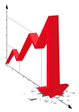 Diagram arrow down Illustrazione stock