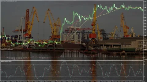 Diagram on background of the port Stock Footage 50577336