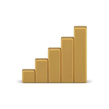 Diagram bar chart column analytics annual increase golden graph 3d icon reali Stockillustratie
