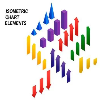 Diagram bar graph chart isometric elements Stock Illustration