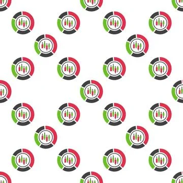 Diagram with Candlestick Chart vector Crypto Trading seamless pattern Stock Illustration