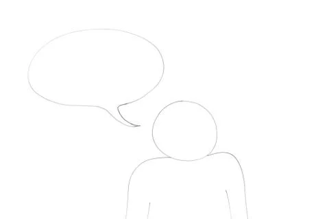Diagram of a character with a empty bubble for a message Stock Illustration