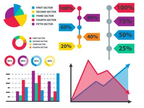 Diagram chart graph elements vector business infographic flow sheet data Illustrazione stock
