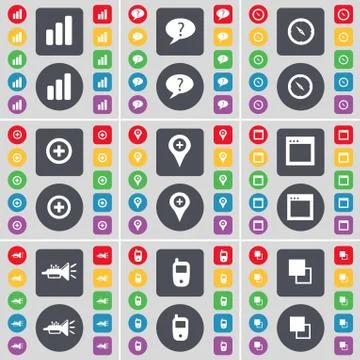 Diagram, Chat bubble, Compass, Plus, Checkpoint, Window, Trumped, Mobile phone, Stock-Illustration