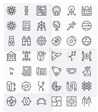 Diagram Complete Vector Package with 42 64x64 Regular Line Grid Fitted Icons Stockillustratie