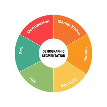 Diagram concept with Demographic Segmentation text and keywords. EPS 10 Stock Illustration