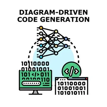 Diagram driven code generation developing software technology 스톡 일러스트