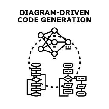 Diagram driven code generation development automation concept Stock-Illustration