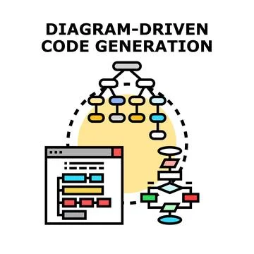 Diagram driven code generation process vector concept Stock Illustration