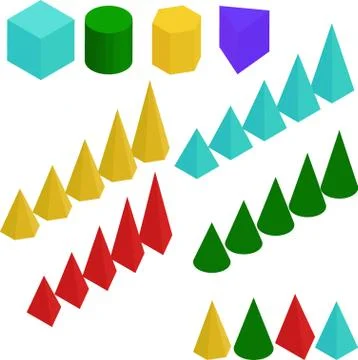 Diagram. Graph chart, pyramid and prism signs Stock Illustration