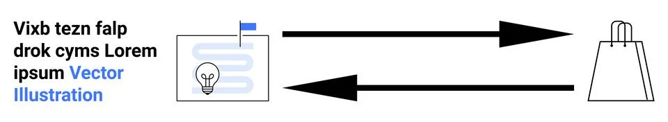 Diagram Highlighting Data Transfer Between Document Storage and Shopping Bag Illustrazione stock