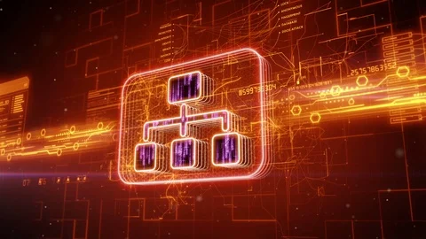 Diagram icon on abstract orange background Stock Footage 72199042