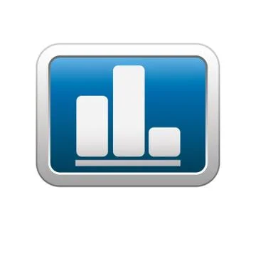 Diagram icon on blue with silver rectangle Stock Illustration