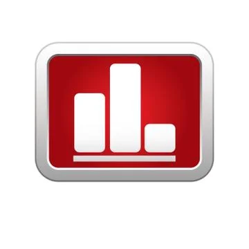Diagram icon on red silver button Stock Illustration