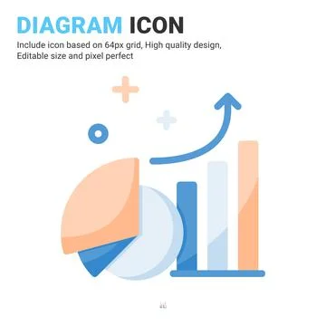 Diagram icon vector with flat color style isolated on white background イラスト素材