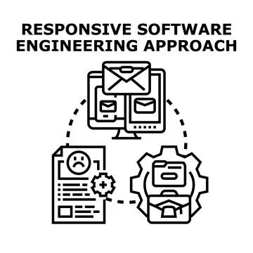 Diagram illustrating a responsive software engineering approach covering deve Иллюстрация