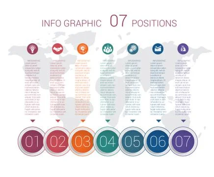Diagram info graphics. Vector template 7 positions Stock Illustration