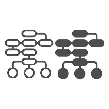 Diagram of logic, sequence or interactions, algorithm line and solid icon, web Stock Illustration