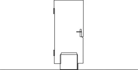 Diagram of a rectangular object with a smaller square attached at the botto.. Stock Illustration