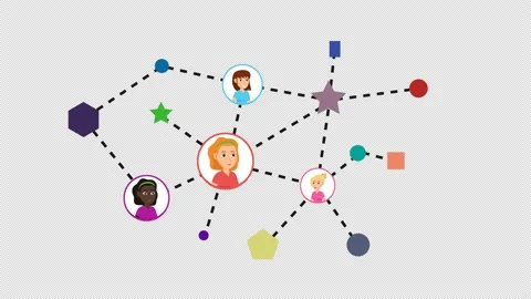 A diagram of the relationships between users in a social network in the form Stock-Footage 239932457