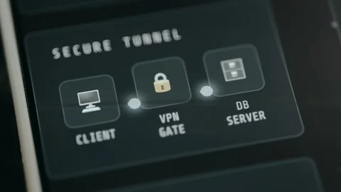 Diagram representing a SECURE VPN virtual private network tunnel connection Stock Footage 332468713