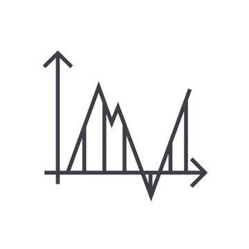 Diagram, timeline,spectrogram vector line icon, sign, illustration on white b Stock Illustration