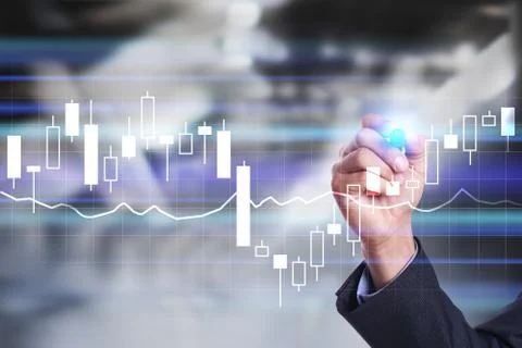 Diagrams and graphs on virtual screen. data analysis and financial growth Fotos Stock