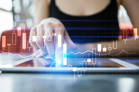 Diagrams and graphs on virtual screen. Business strategy, data analysis Stock-Fotos