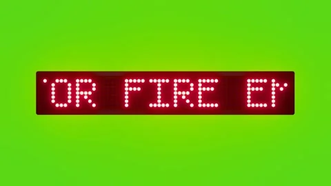 DIAL 101 FOR FIRE EMERGENCY IN INDIA Scrolling Red Dot Matrix LED Text Animation Stock Footage 317364663
