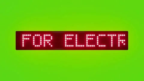 DIAL 1912 FOR ELECTRICITY EMERGENCY Scrolling Red Dot Matrix LED Text Animation Stock Footage 317364734