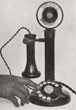 Dial of an automatic telephone.  From The Wonder Book of Science, published 1930 Stock Illustration