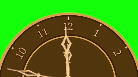 Dial brown gold hands arabic numerals with moving hands on green screen. cl.. Vidéo 309896946