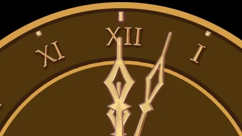 Dial brown gold hands arabic numerals with moving hands counterclockwise on.. Stock Footage 314678346