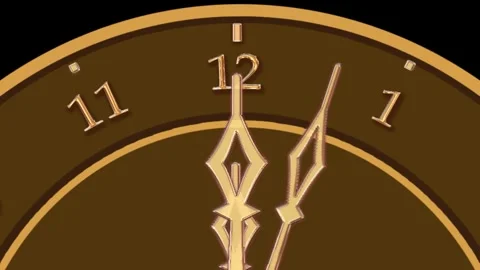 Dial brown gold hands numbers with moving hands counterclockwise on black s.. Stock Footage 309729682