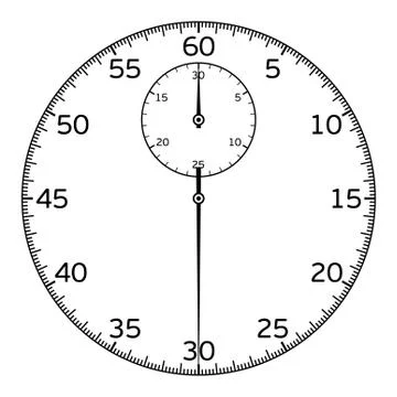The dial of the classic stopwatch with two timelines. Vector illustration Stock Illustration