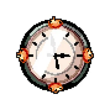 Dial clock vintage game pixel art vector illustration Illustrazione stock