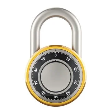 Dial Combination Padlock, 3D rendering Stock Illustration