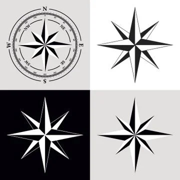 Dial Compas and Rose of Wind Set Stock Illustration