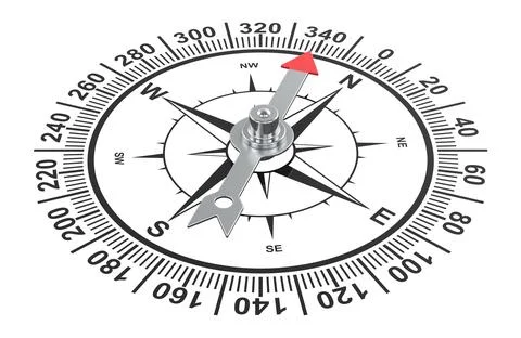 Dial of the compass with the wind rose, 3D rendering Stock Illustration