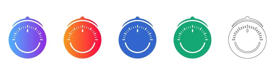 Dial Control Knob Icon Set Stock Illustration