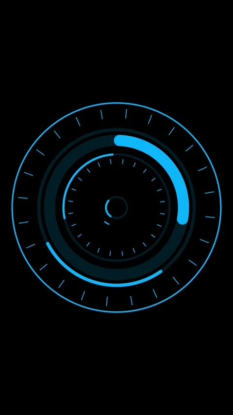 Dial Gauge Blue Speedometer HUD Indicator in Vertical Video Stock Footage 346414386