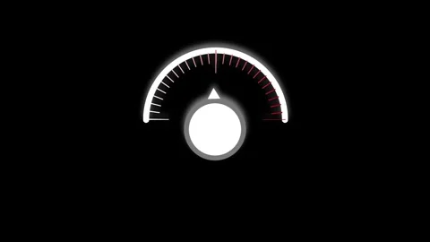 Dial Gauge with Pointer and Red Markings on Black Background meter indicator Video stock 321586057