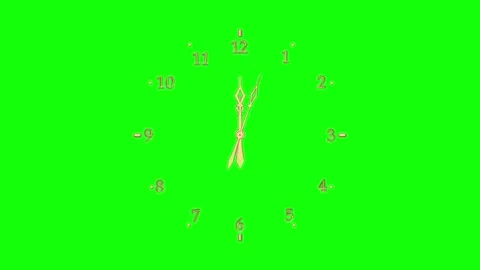 Dial gold hands arabic numerals with moving hands counterclockwise on green scre Stock Footage 309729621
