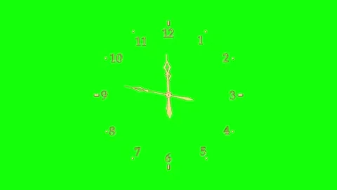 Dial gold hands arabic numerals with moving hands on green screen Stock Footage 309896917