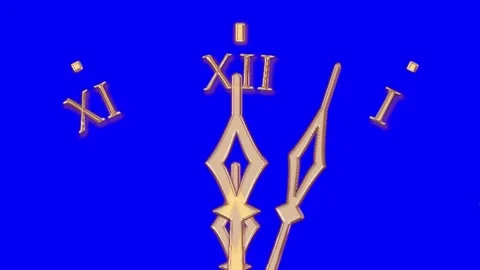 Dial gold hands roman numerals with moving hands counterclockwise on blue s.. Stock Footage 306990433